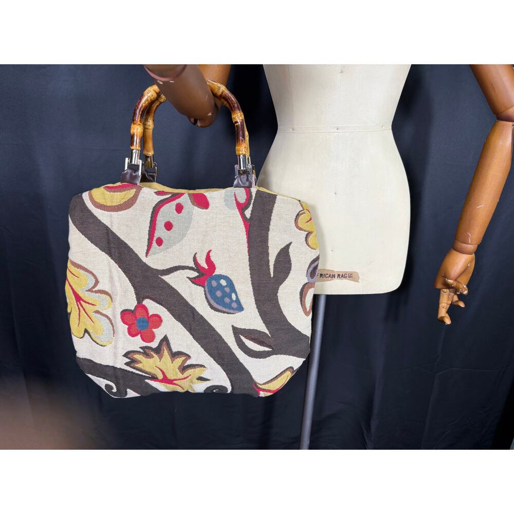 Handmade One of  Kind Large Purse Leaves & Flowers Satchel, Pouch Tote Unique